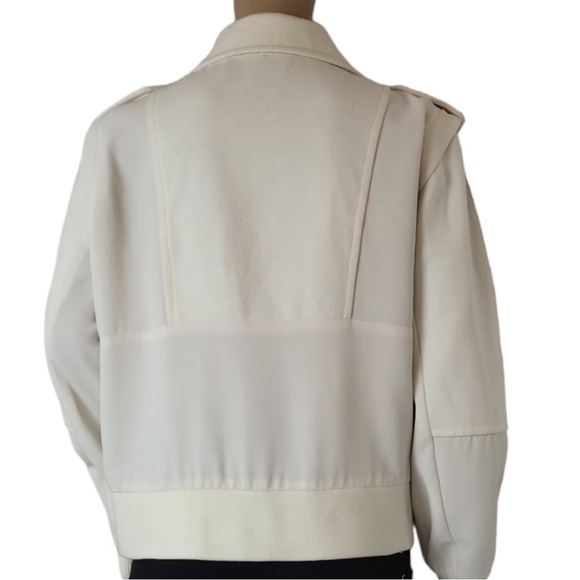 BCBG Max Azria Ivory Mixed Media Bomber Jacket Wool Blend xs - Picture 4 of 4